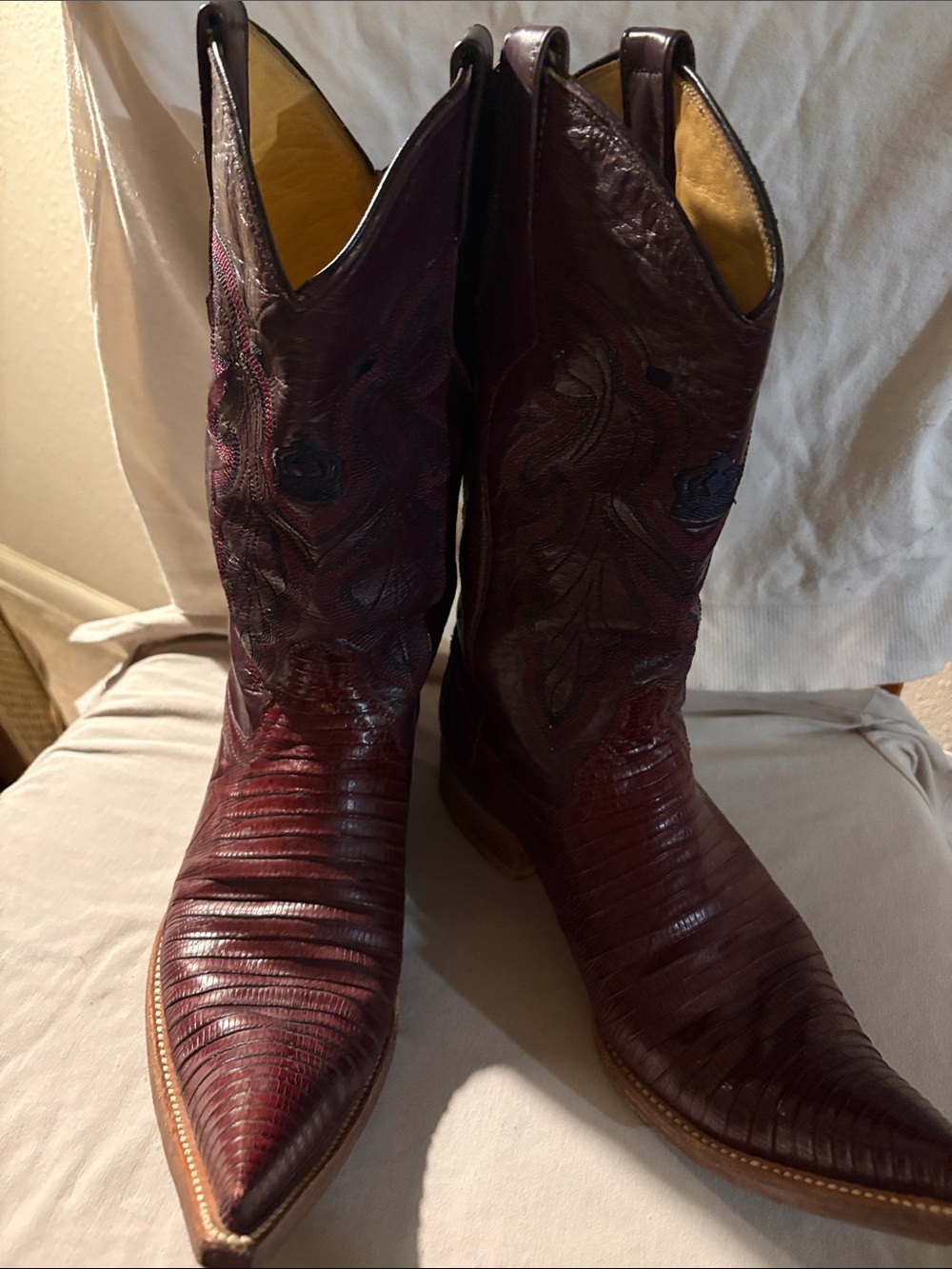 Men's Burgundy Western Leather Cowboy Boots